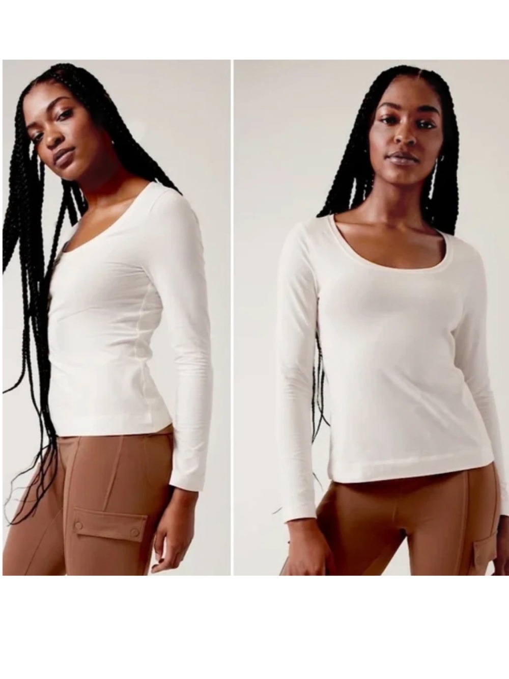 Athleta Outbound Scoop Top Magnolia White Long Sleeve Medium